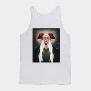 Portrait of a magical Celestial Fairy Queen Moon Phase and Star Background Tank Top